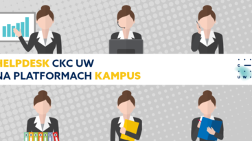 Logo CKC UW i tekst: Helpdesk CKC UW na platformach Kampus