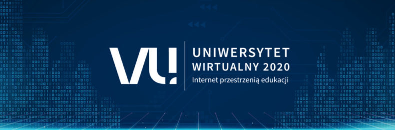 Logo i tytuł konferencji Uniwersytet Wirtualny 2020: Internet przestrzenią edukacji
