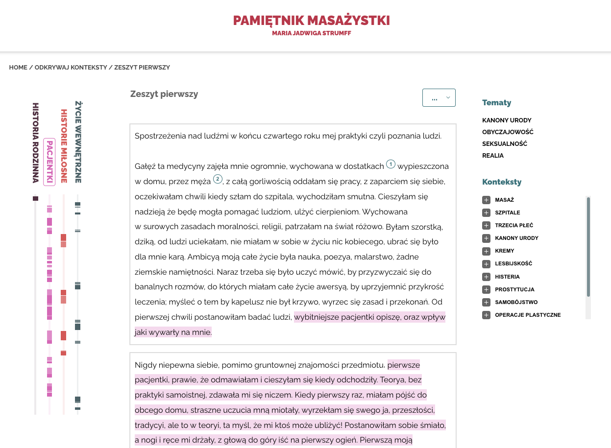 Pamiętnik Masażystki - interaktywna edycja krytyczna